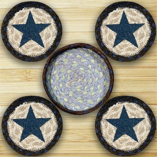 Capitol Earth Rugs Blue Star Coasters in a Basket 29-CB312BS